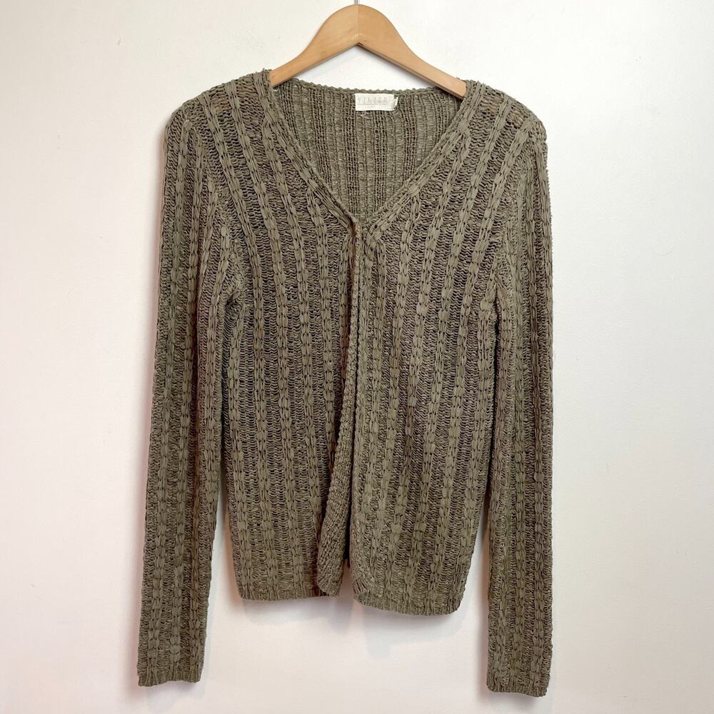 Vintage 90s Crochet Knit‎ Cotton Silk Cardigan Medium Granola Minimalist Capsule